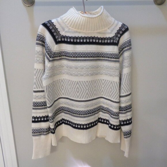 White CHAPS Mock Turtleneck Knit Sweater - Picture 7 of 10
